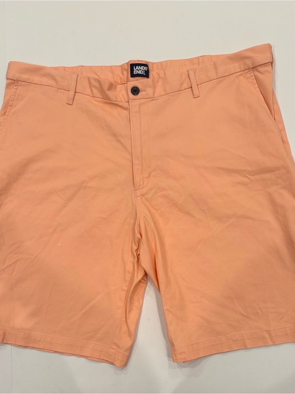Lands' End Men's Peach Flat-Front Chino Shorts -size 42-golf- beach-cruise